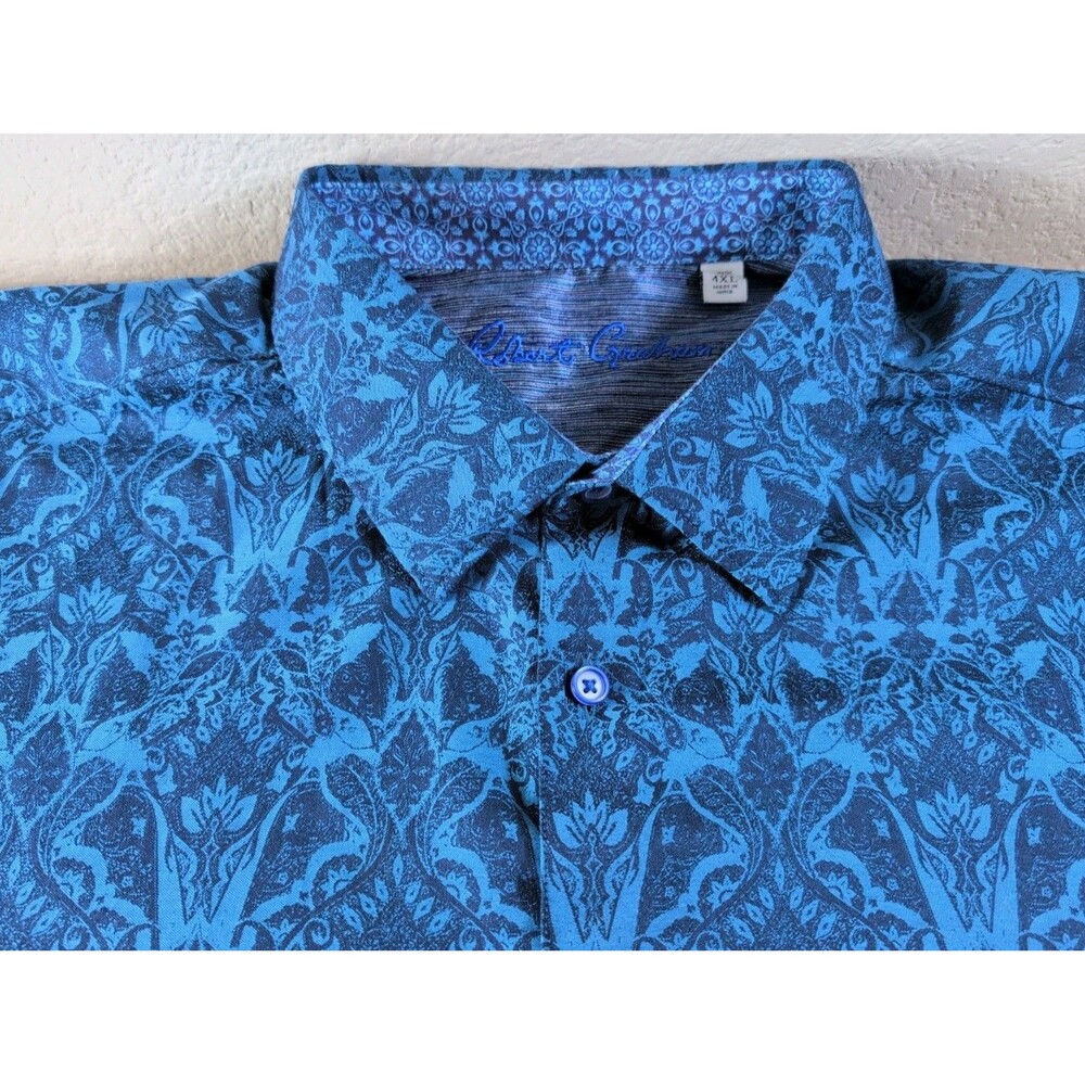 Robert Graham Button Down Shirt Mens 4XL Blue Floral Classic Fit